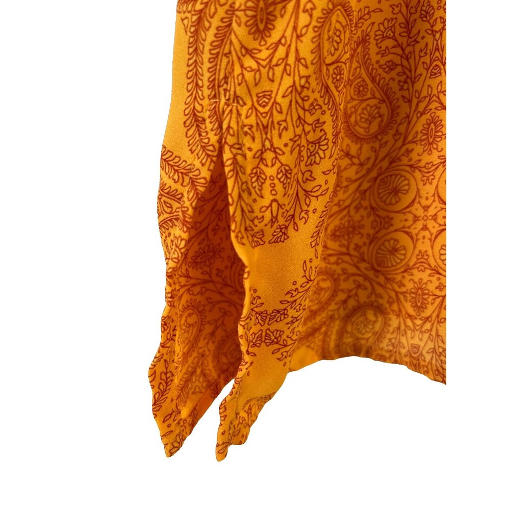Liz Claiborne Boho Style Orange Paisley Print Flutter Sleeve Tie V-Neck Size XXL - Picture 5 of 8